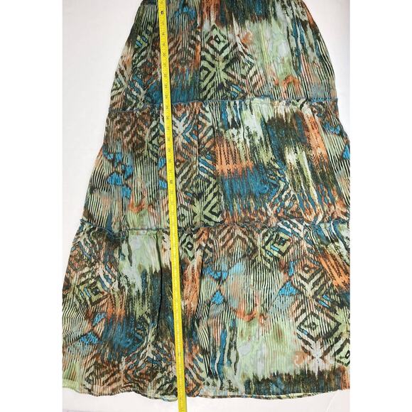 Rabbit Rabbit Rabbit Petite Maxi Dress Sz 12 Aztec/Tribal Pattern Green/Orange - Picture 5 of 11